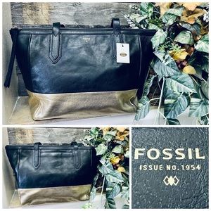 New Fossil Genuine Leather Sydney Tote Shopper Bag With Dust Bag